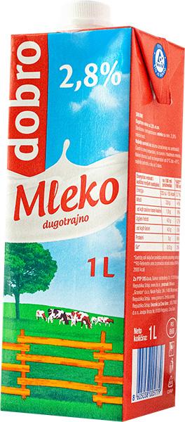 Dobro mleko UHT 2,8%m.m. 1 l  