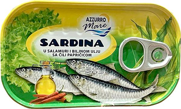 Azzuro Mare sardina u biljnom ulju sa čili paprikom 125 g