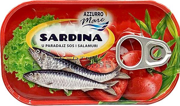 Azzuro Mare sardina u paradajz sosu i salamuri 125 g