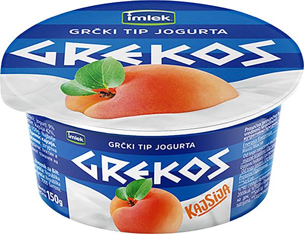 Grekos jogurt kajsija 9% 150 g čaša